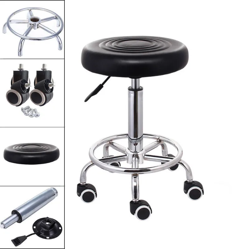 360° Rotatory Hairdressing Chair Bar Stool PU Leather Swivel Lift Adjustable Breakfast Chair for Beautician Manicure Nai image 2