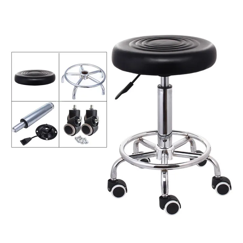 360° Rotatory Hairdressing Chair Bar Stool PU Leather Swivel Lift Adjustable Breakfast Chair for Beautician Manicure Nai image 3