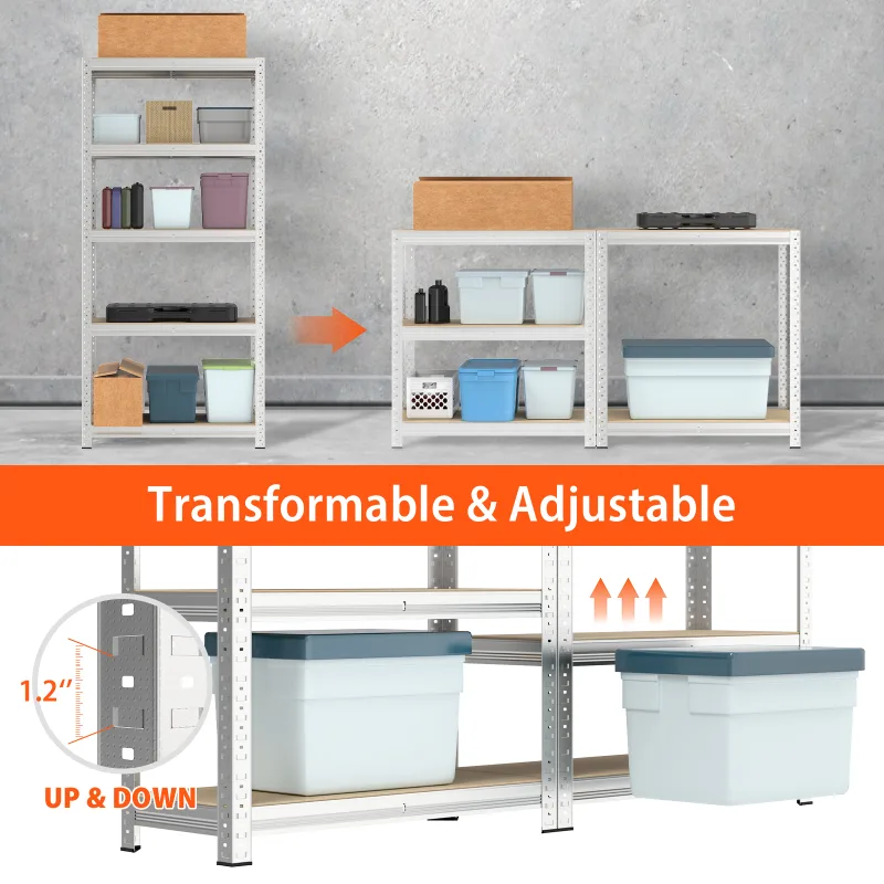 DayPlus Shelving Unit for Garage Shed Storage, 5 Tier Shelf Unit, Boltless Racking Adjustable Shelf Rack Unit Free Stand image 5