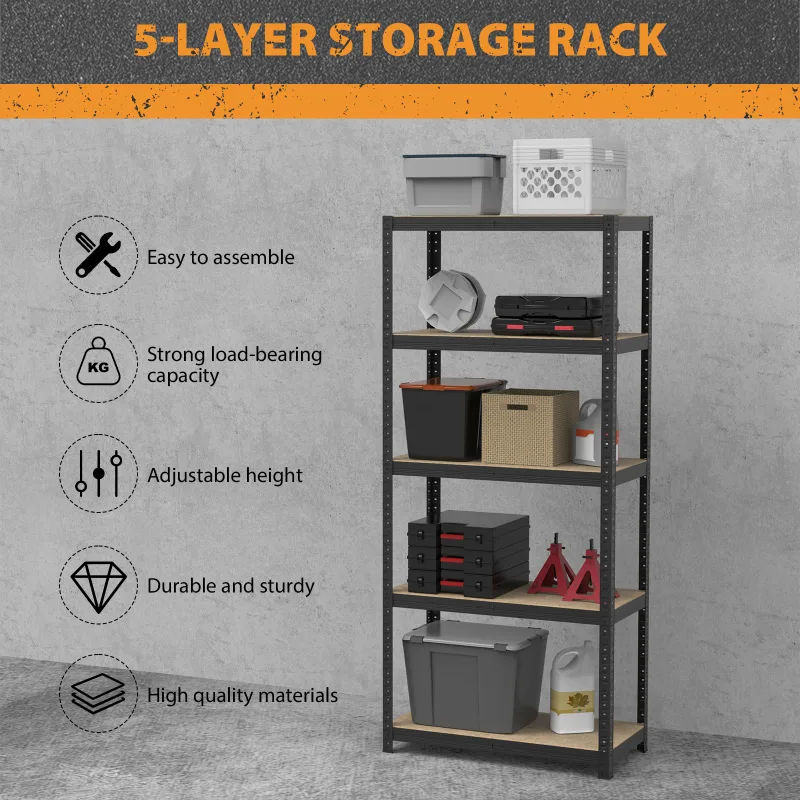 DayPlus Shelving Unit for Garages and Sheds 180x90x40cm Racking Storage Shelves Metal Shelving 5 Tier Boltless Garage St image 5