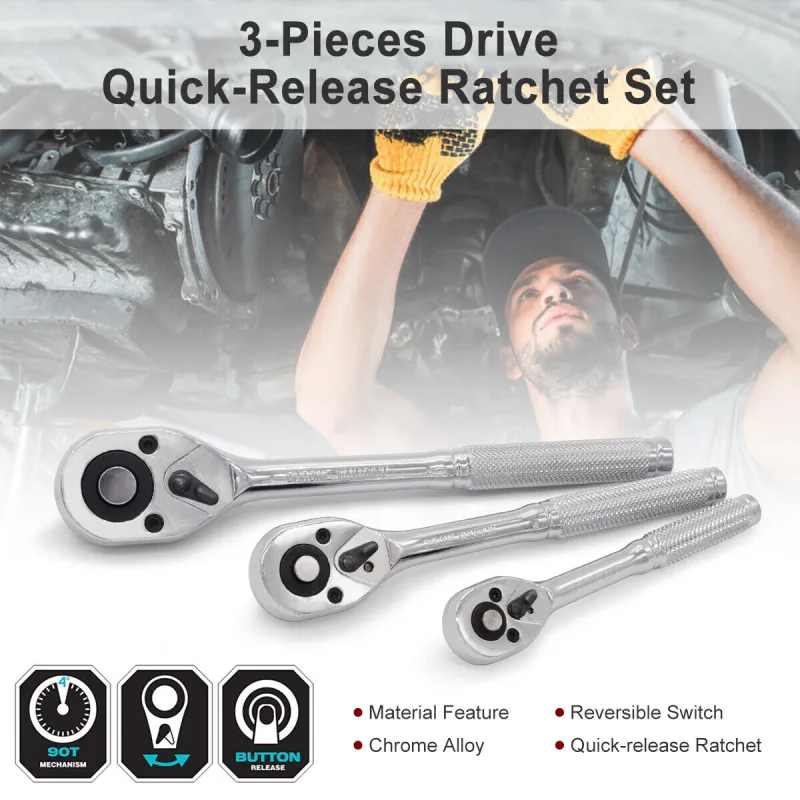 3pc Telescopic Ratchet Set 1/4 3/8 1/2 image 2