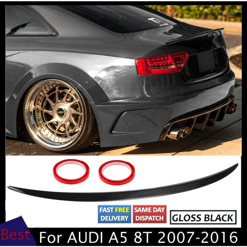 For AUDI A5 8T SPORTBACK REAR BOOT TRUNK LIP SPOILER GLOSS BLACK 2007-2016 NEW image 1