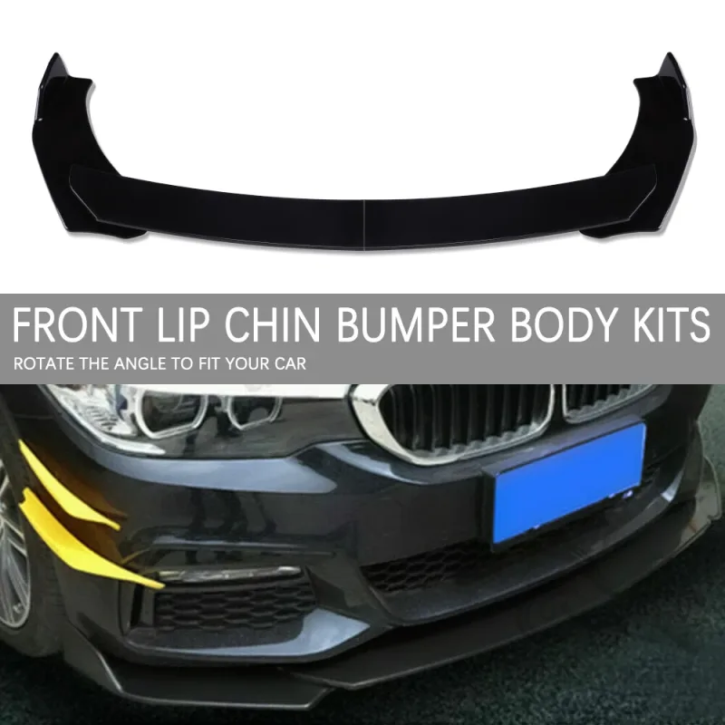 4PCS Universal Car Front Bumper Lip Body Kit Spoiler Canard Splitter Diffuser Glossy Black For bmw e90 For golf 5 For ma image 1