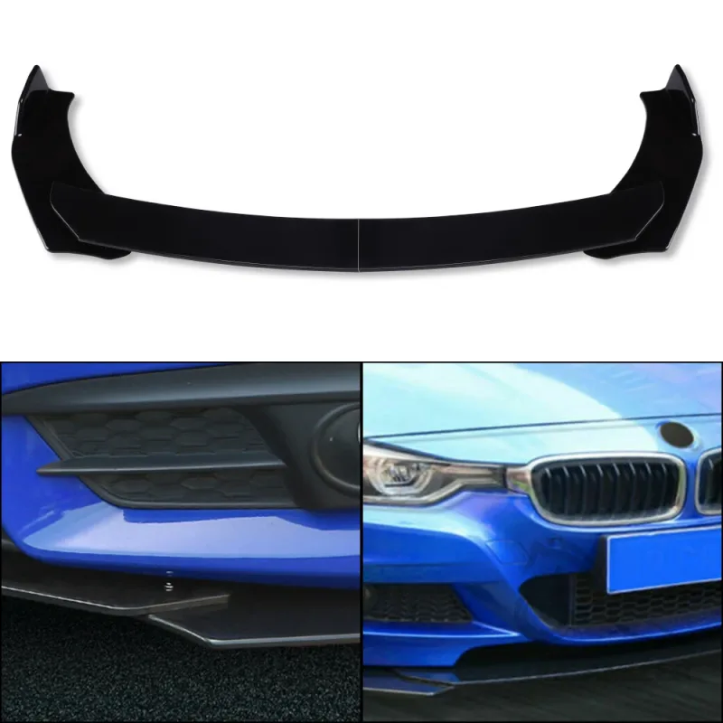 4PCS Universal Car Front Bumper Lip Body Kit Spoiler Canard Splitter Diffuser Glossy Black For bmw e90 For golf 5 For ma image 3