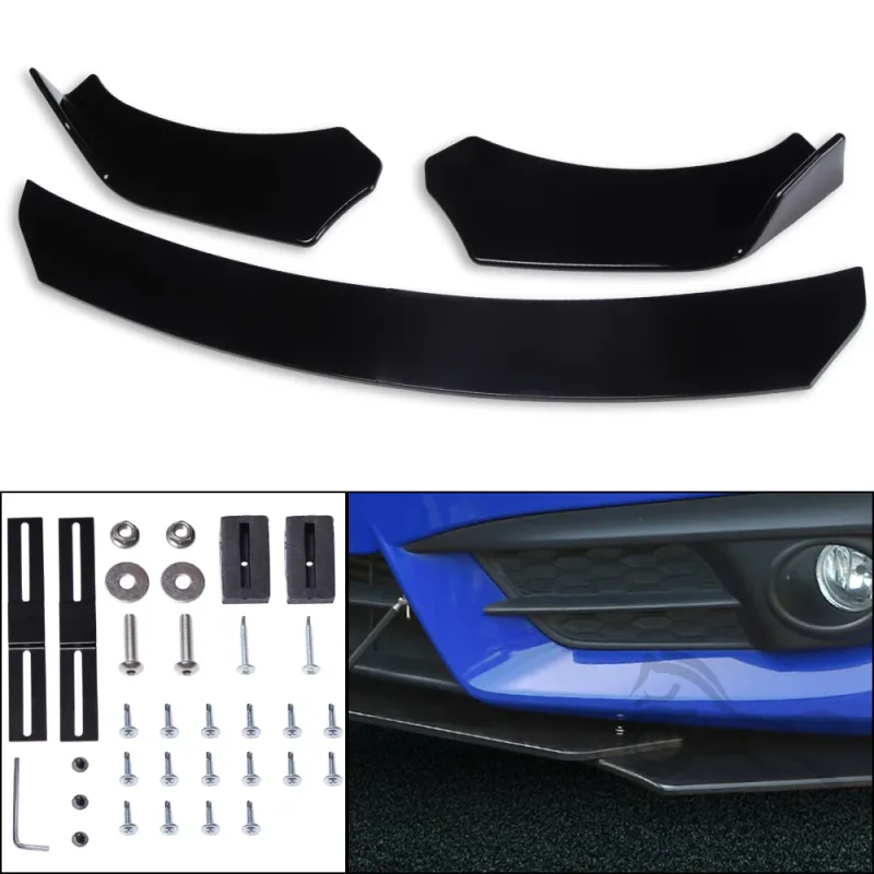 4PCS Universal Car Front Bumper Lip Body Kit Spoiler Canard Splitter Diffuser Glossy Black For bmw e90 For golf 5 For ma image 6