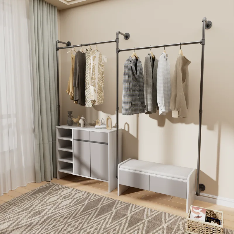 Wall Mounted Clothing Rack Hanging Rod Industrial Pipe image 3