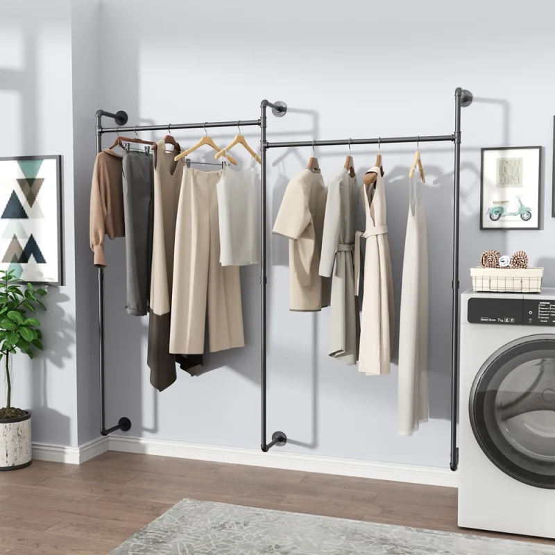Wall Mounted Clothing Rack Hanging Rod Industrial Pipe image 5