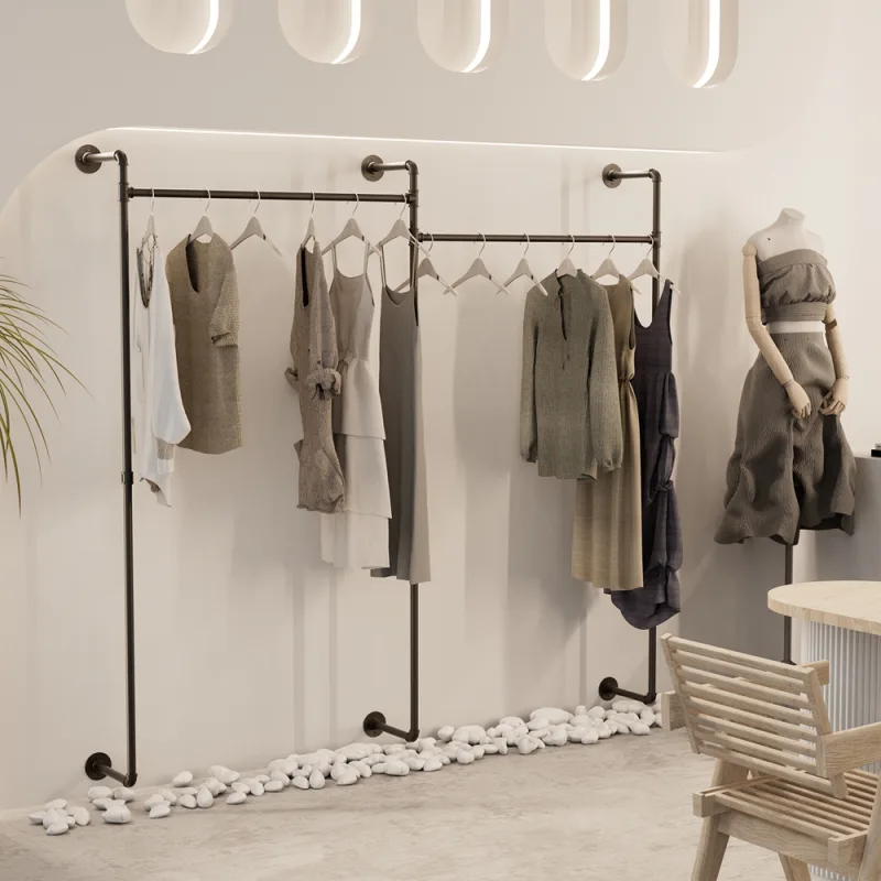 Wall Mounted Clothing Rack Hanging Rod Industrial Pipe image 6