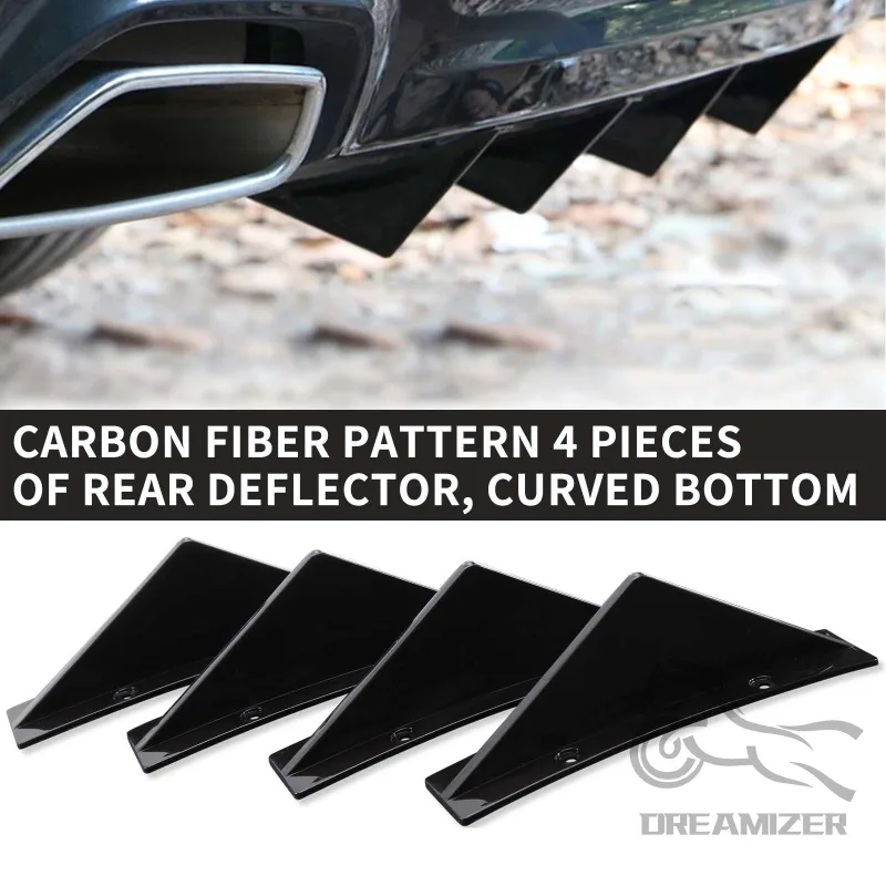 4pcs Universal Carbon Fiber Black ABS Rear Bumper Lip Diffuser Spoiler for Enhancing Car Aerodynamics And Style Protecto image 2