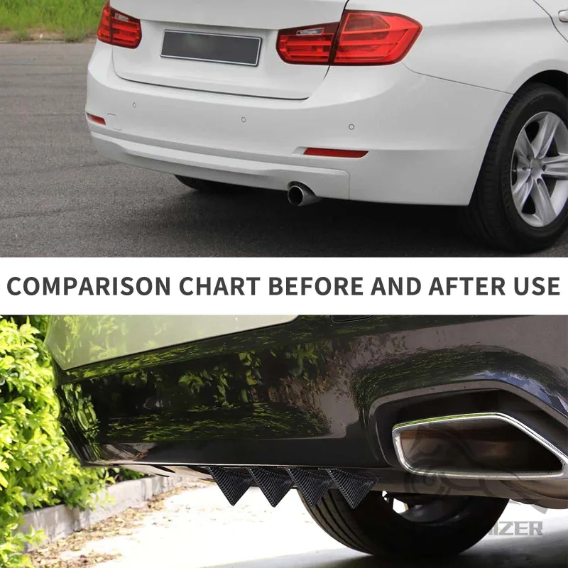 4pcs Universal Carbon Fiber Black ABS Rear Bumper Lip Diffuser Spoiler for Enhancing Car Aerodynamics And Style Protecto image 3