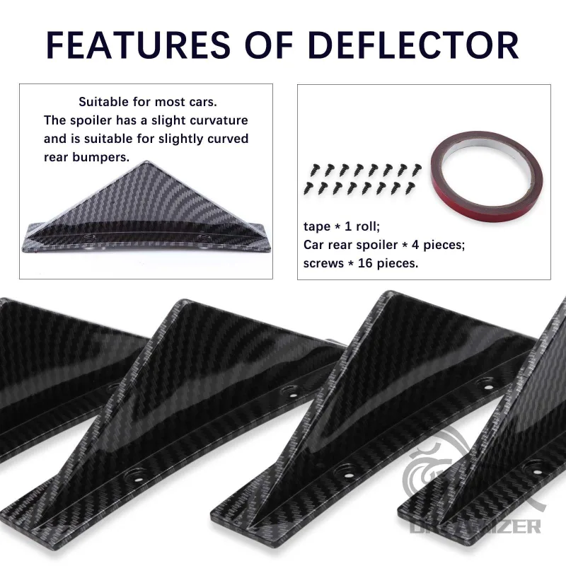 4pcs Universal Carbon Fiber Black ABS Rear Bumper Lip Diffuser Spoiler for Enhancing Car Aerodynamics And Style Protecto image 4