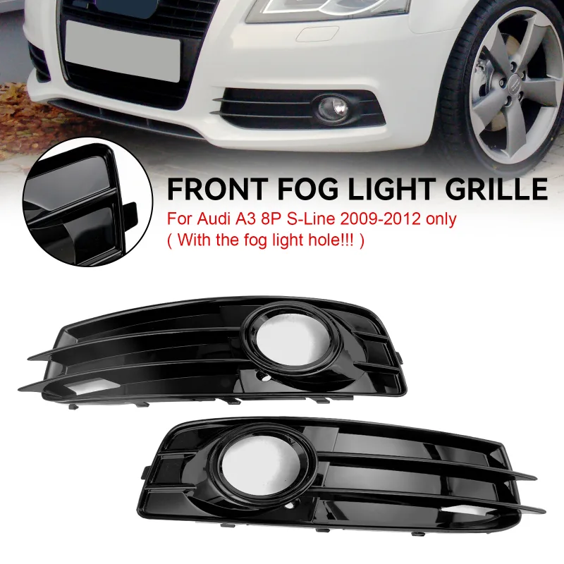 Artudatech Front Lower Bumper Grille Fog Light Cover Fit Audi A3 8P S-Line 2009-2012 image 1