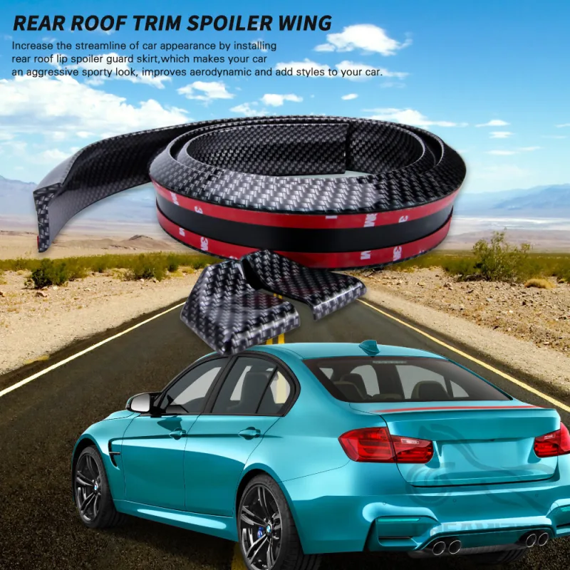 1.5M Universal Roof Spoiler Car-Styling 5D Carbon Rubber Tail Spoiler PU Brazing DIY Refit Spoiler Suitable By Some Type image 4