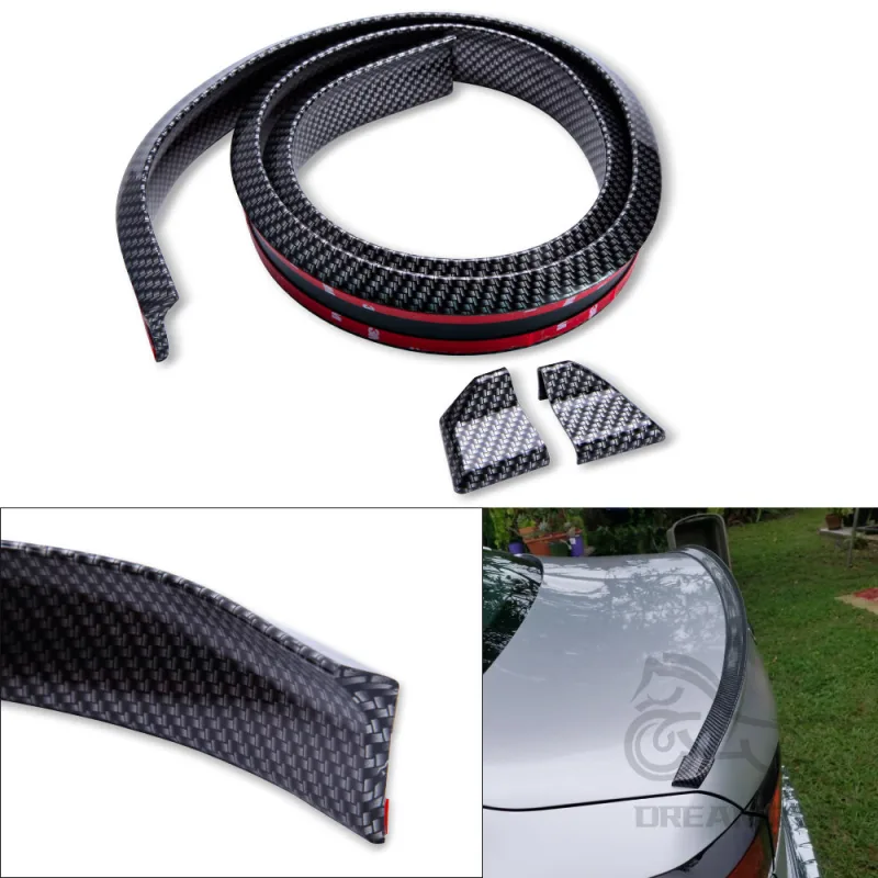 1.5M Universal Roof Spoiler Car-Styling 5D Carbon Rubber Tail Spoiler PU Brazing DIY Refit Spoiler Suitable By Some Type image 5