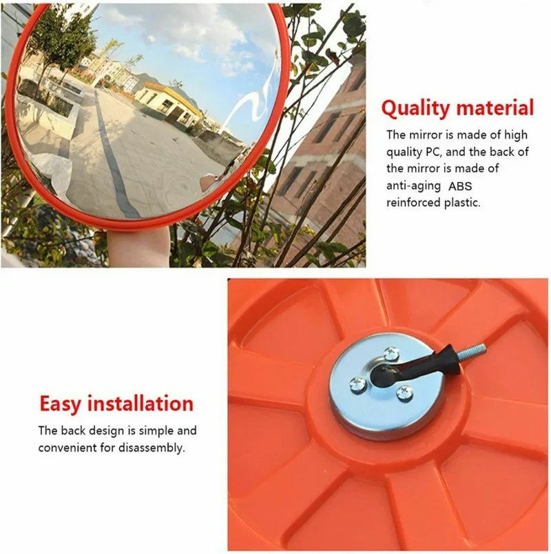 Convex Mirror Road Traffic Safety Mirror Unbreakable 130 Degree Wide Angle Blind Spot Car Parking Security Curved +Brack image 3