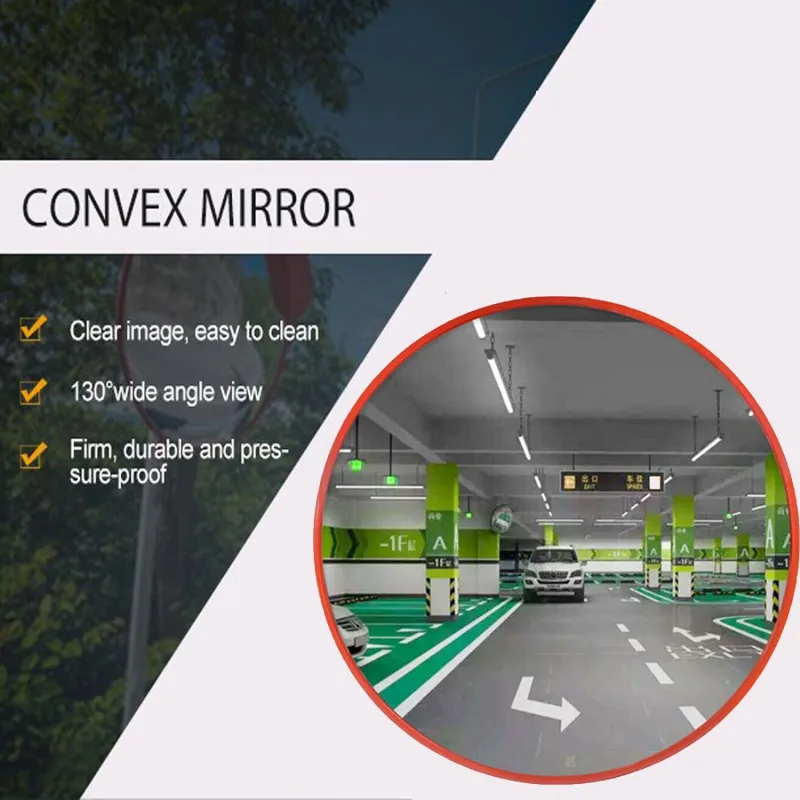 Convex Mirror Road Traffic Safety Mirror Unbreakable 130 Degree Wide Angle Blind Spot Car Parking Security Curved +Brack image 4