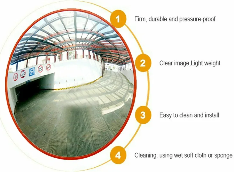 Convex Mirror Road Traffic Safety Mirror Unbreakable 130 Degree Wide Angle Blind Spot Car Parking Security Curved +Brack image 5