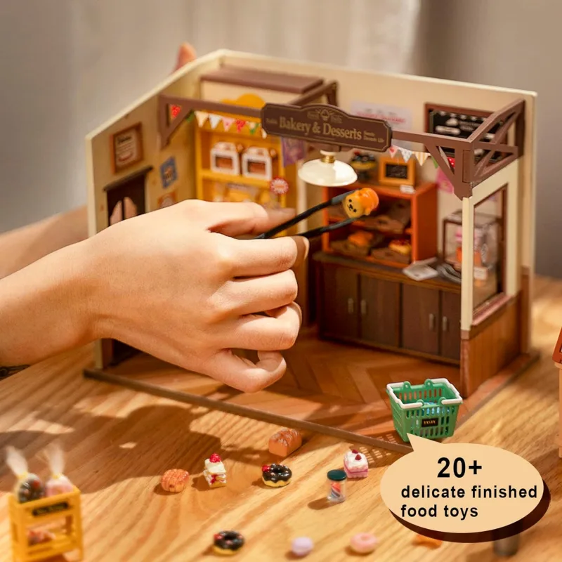 Robotime Mini Dolls House Building Kit DIY Miniature House Kit  with Furniture and LED Lights for Women's or Girl's Birt image 3