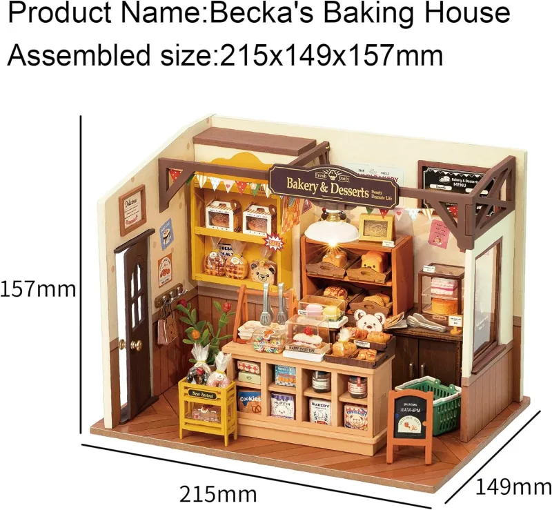 Robotime Mini Dolls House Building Kit DIY Miniature House Kit  with Furniture and LED Lights for Women's or Girl's Birt image 5
