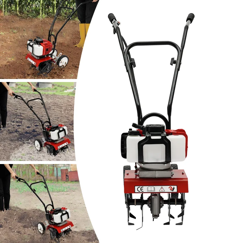1.9KW 52CC Cultivator Micro Garden Tillage Scarifier Air-Cooled 2-Stroke Gasoline Engine Plowing Tilling Weeding Excavat image 6