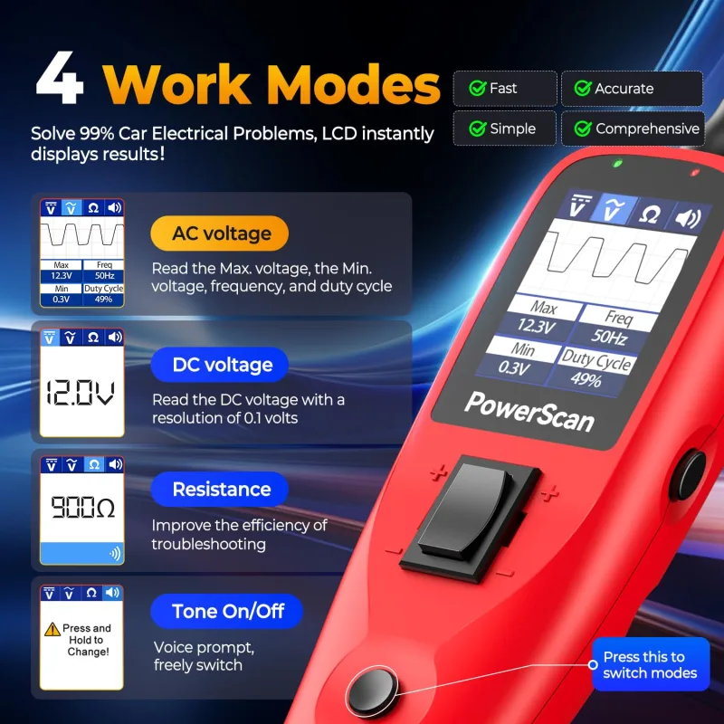Autel PowerScan PS100  Electrical System Diagnostic Tool  Automotive Circuit Tester Power Circuit Probe Kit image 3