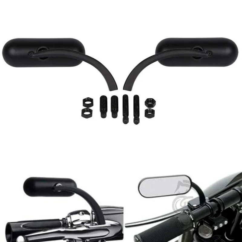 Motorcycle Rearview Mirror Square Oval Side Mirror For Harley Touring Electra Glide Dyna Fatboy Softail Breakout Sportst image 2