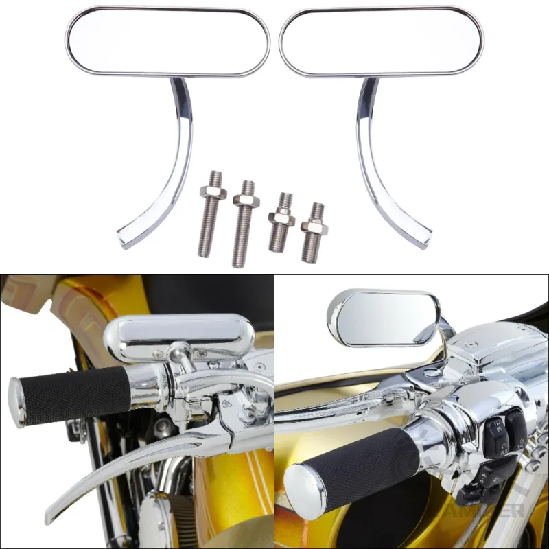 Motorcycle Rearview Mirror Square Oval Side Mirror For Harley Touring Electra Glide Dyna Fatboy Softail Breakout Sportst image 5