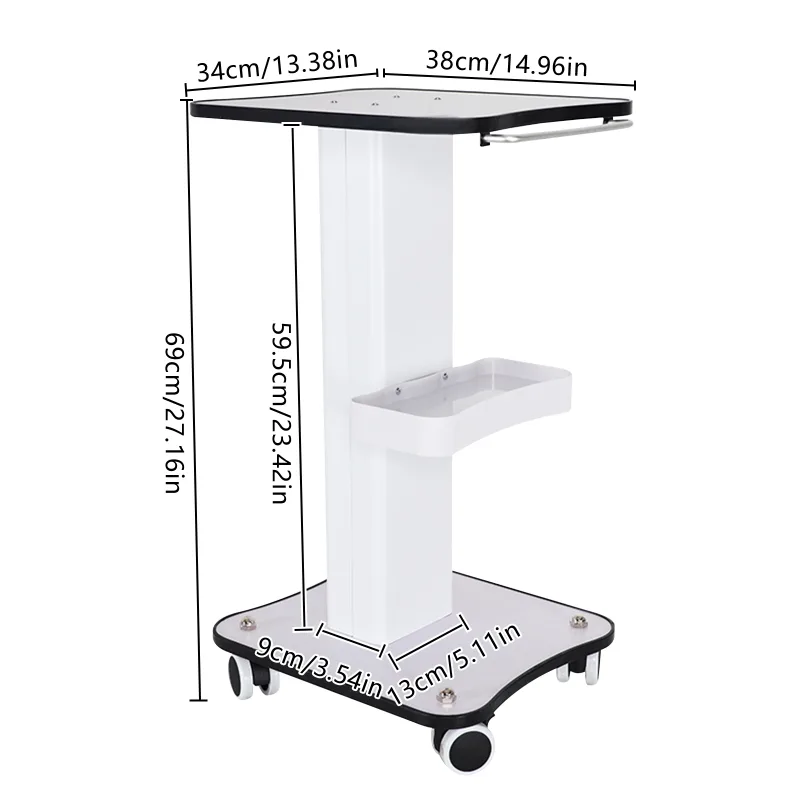 SPA Beauty Storage Beauty Salon Stand Rolling Trolley Cart Equipment Machine Holder Organizer 3 Tier 3.8KG with Push Han image 6