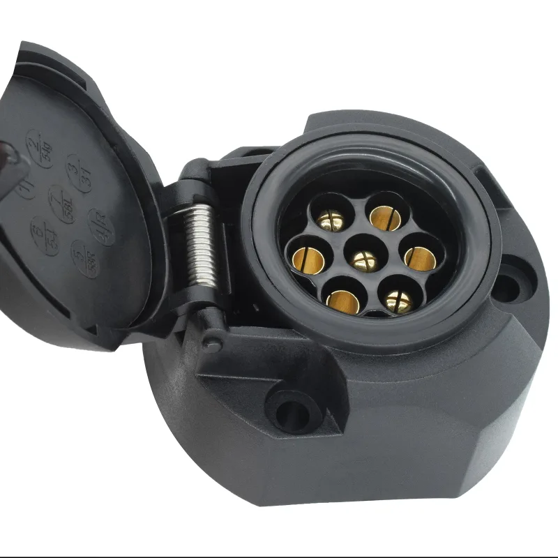 7 Pin 12V European Trailer Socket + Plug Tow Bar Electrics Connector Adapter For RV Truck Vans Caravans Transfer Signal  image 2