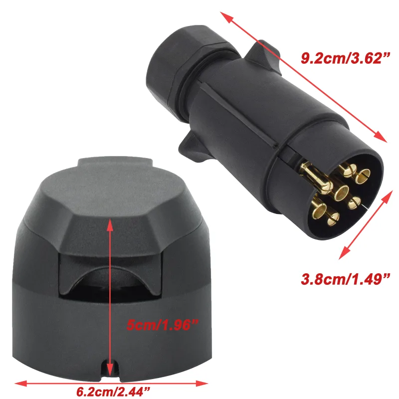 7 Pin 12V European Trailer Socket + Plug Tow Bar Electrics Connector Adapter For RV Truck Vans Caravans Transfer Signal  image 5