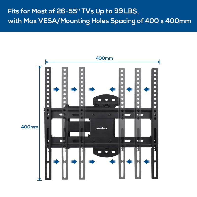 Tilting Swivel Wall TV Wall Bracket Mount Double Arms for 32-55 Inch image 4