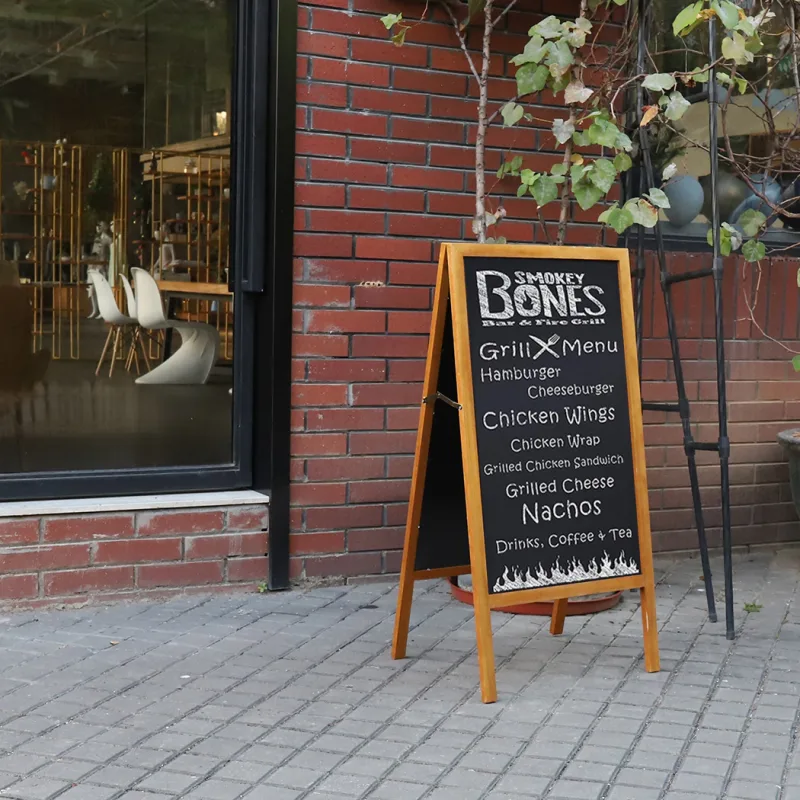 Outdoor Wooden Advertising Board Magnetic Double Sided Blackboard Chalkboard Display Stand Wood Easel with 2 Cleaning Cl image 5