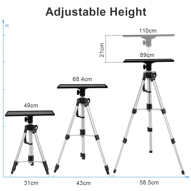 Tripod Projector Stand Foldable Laptop Stand Aluminum Projector Tripod with Plate and Carrying Bag Height Adjustable image 3