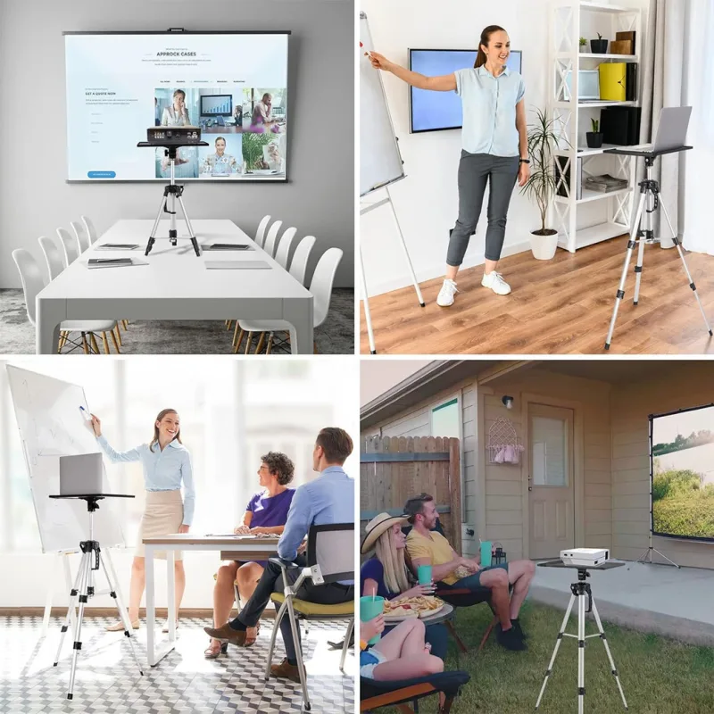 Tripod Projector Stand Foldable Laptop Stand Aluminum Projector Tripod with Plate and Carrying Bag Height Adjustable image 6