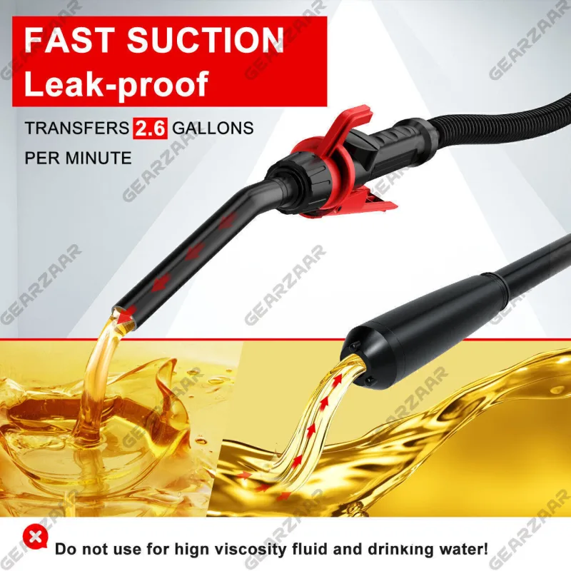 2.6 Gallons Electric Syphon Pump Battery Operated Petrol Oil Water Fuel Transfer UK image 3