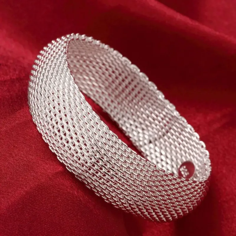 Trendy 925 Sterling Silver Bangles Bracelet Charms Cute Open for Women Fashion Jewelry Adjustment Size Cuff Wedding Part image 2