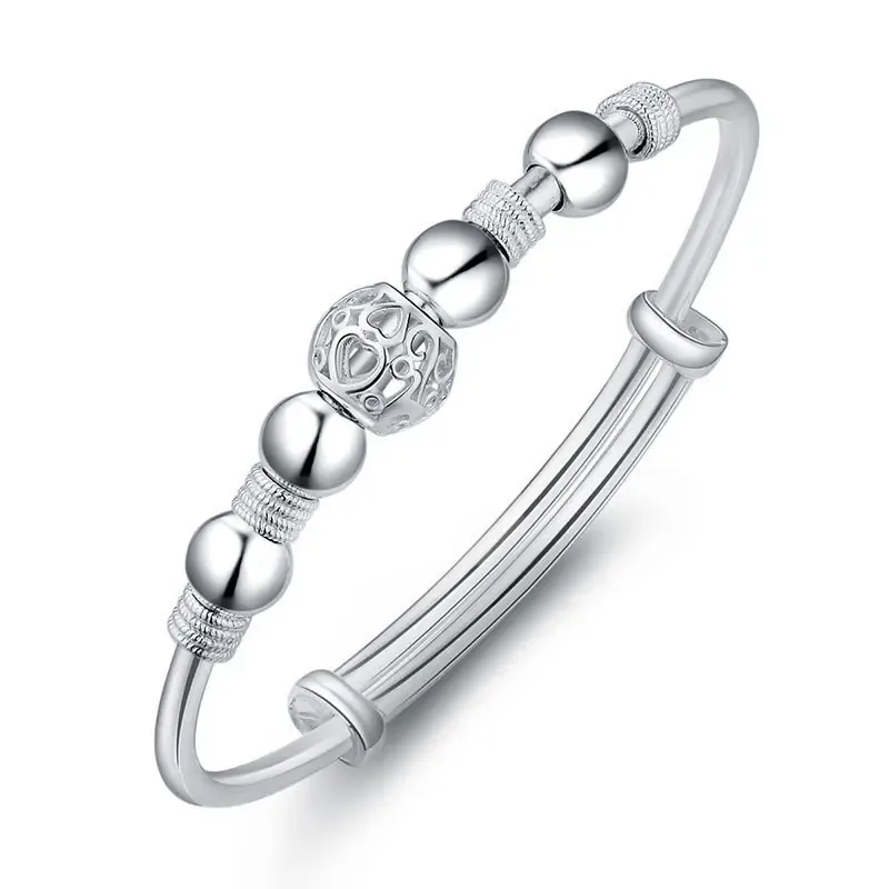 Trendy 925 Sterling Silver Bangles Bracelet Charms Cute Open for Women Fashion Jewelry Adjustment Size Cuff Wedding Part image 5
