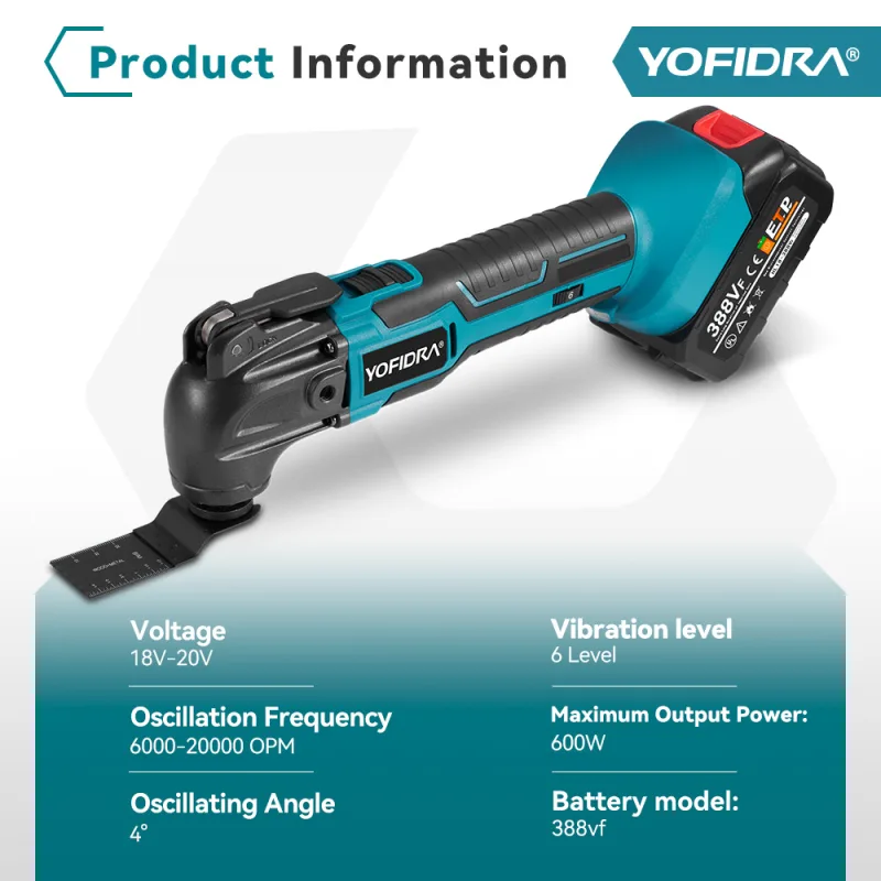 YOFIDRA 6 Speed Cordless Oscillating Multi Tool Variable Multifunctional Power Tool With Accessory For Makita 18V Batter image 2