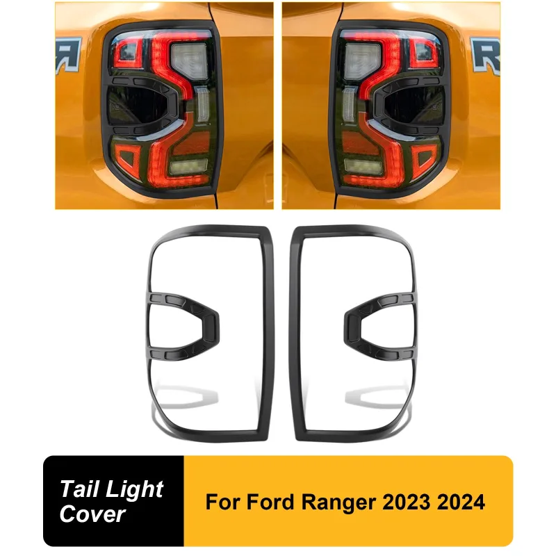 Matte Black Tail Light Cover Rear Lamp Guard Trim For Ford Ranger 2022 2023 2024 T9 Wildtrak Sport 4X4 Next Gen Accessor image 2