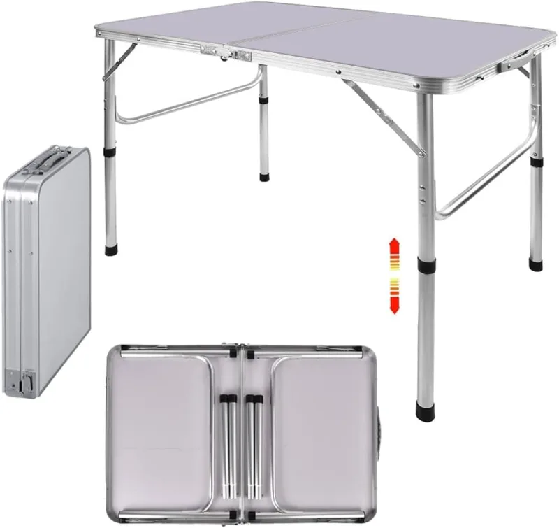 EFAN Picnic Folding Tables,3FT Heavy Duty Aluminium Portable 90x60x37/67cm Adjustable Height Lightweight for Camp+Carry  image 2