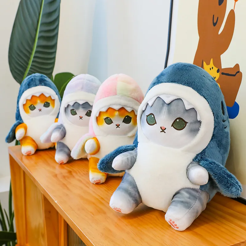 Funny Shark Cat Transformed Cat Doll Plush Toy for Kids, Kawaii Girl Rag Doll, Children's Pillow, Creative Gift, New Product - image 2