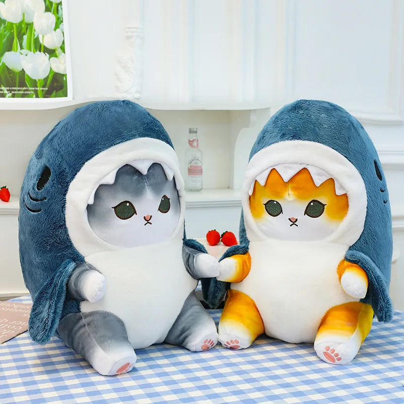 Funny Shark Cat Transformed Cat Doll Plush Toy for Kids, Kawaii Girl Rag Doll, Children's Pillow, Creative Gift, New Product detail 1