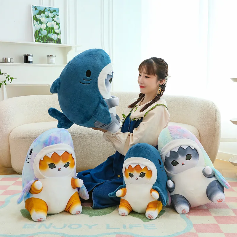Funny Shark Cat Transformed Cat Doll Plush Toy for Kids, Kawaii Girl Rag Doll, Children's Pillow, Creative Gift, New Product detail 6