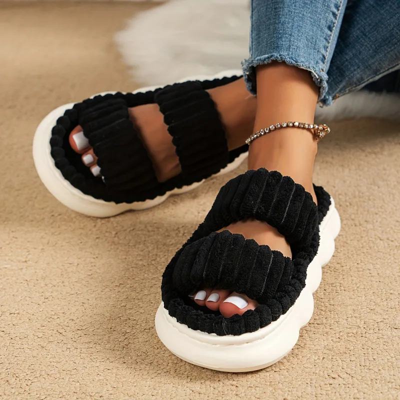 Women's 2024 Spring and Autumn Towel Pattern Thick Sole Home Fashion Anti Slip Towel Sole External Slippers Sandals Outdoor - image 4