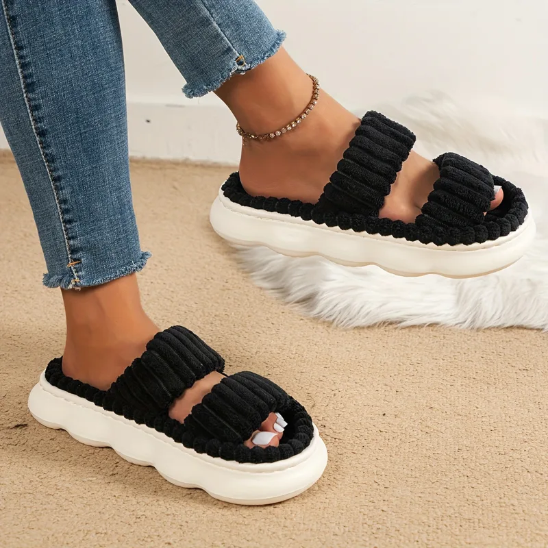 Women's 2024 Spring and Autumn Towel Pattern Thick Sole Home Fashion Anti Slip Towel Sole External Slippers Sandals Outdoor - image 5