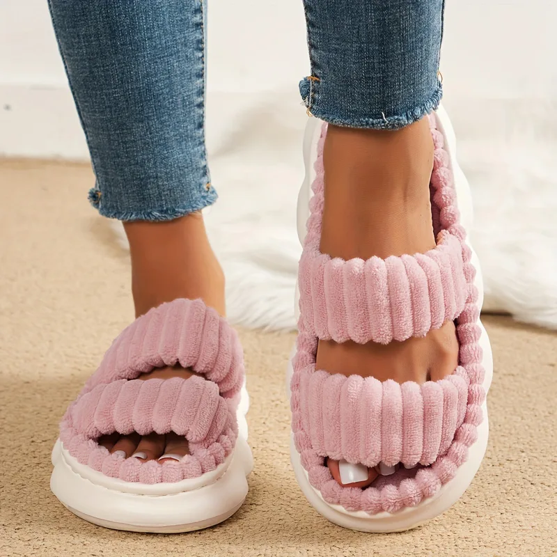 Women's 2024 Spring and Autumn Towel Pattern Thick Sole Home Fashion Anti Slip Towel Sole External Slippers Sandals Outdoor detail 7