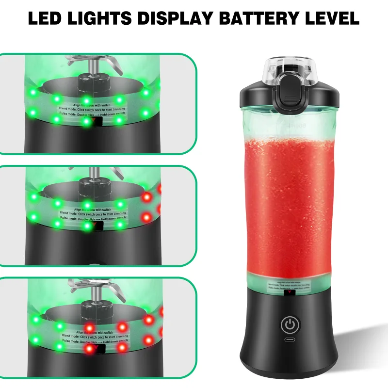 Professional 2 In 1 Portable Blender 600ML Electric Juicer Fruit Mixers USB Rechargeable Smoothie Mini Blender Personal  image 3