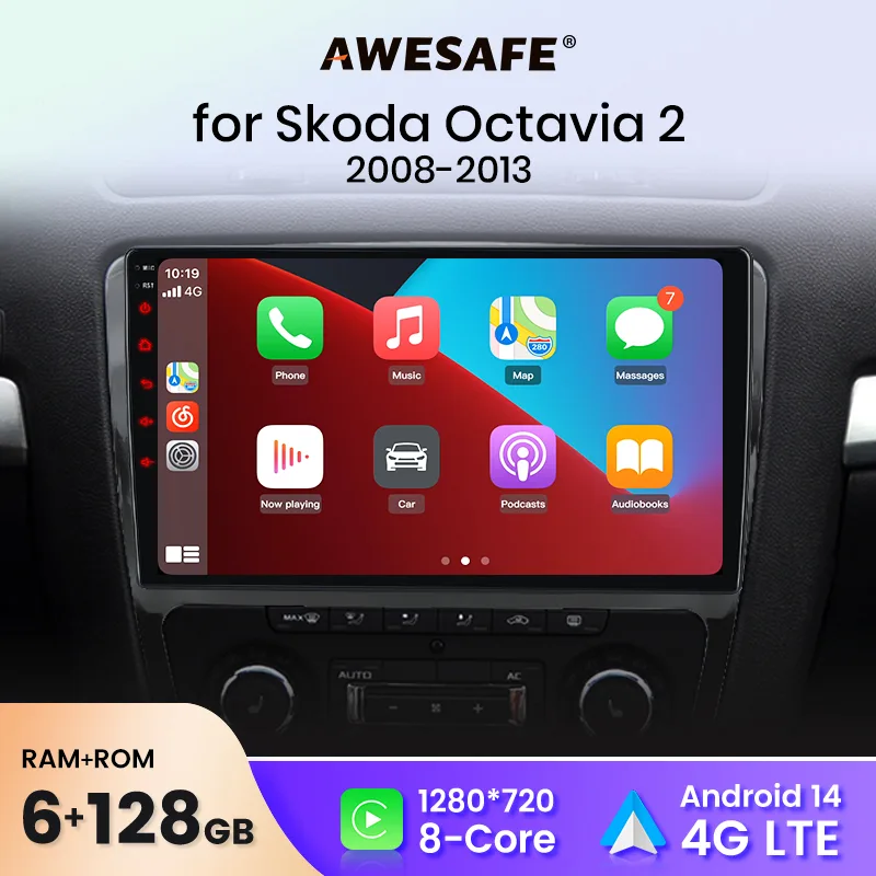 10 Inch Double Din Car Radio for Skoda Octavia 2 image 1
