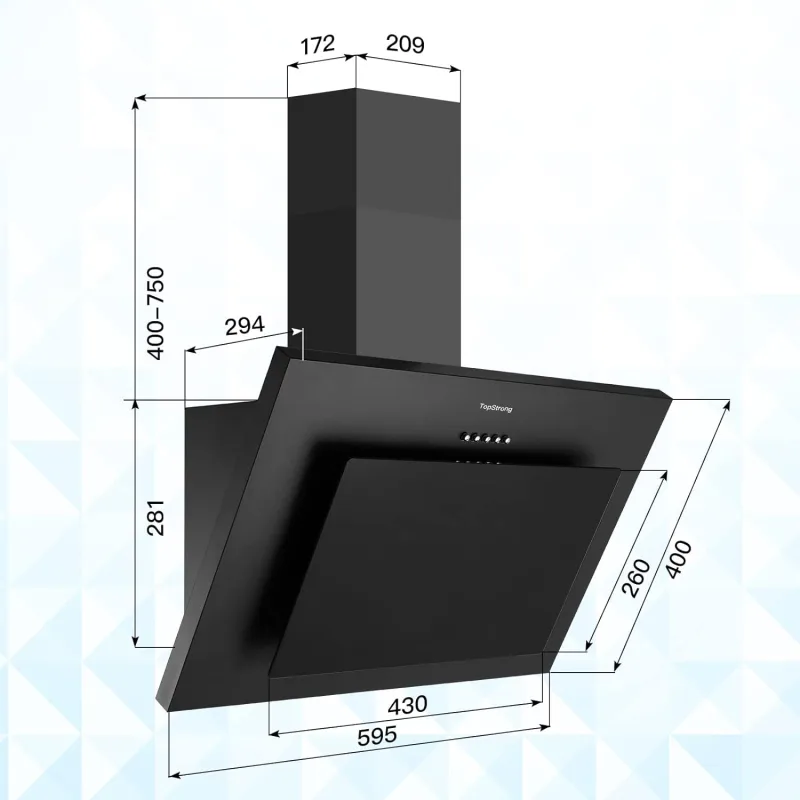 TopStrong 60cm Wall Mount Tempered Glass Stainless Steel Range Cooker Extractor Hood UKGV4760 image 5