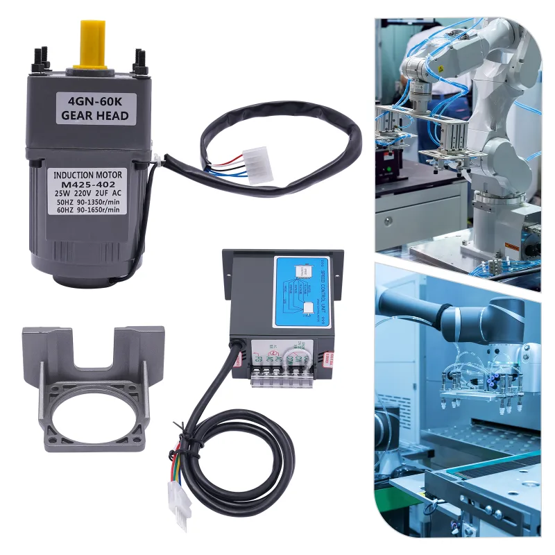 AC 220V Electric Gear Motor Variable Speed Controller Reduction Ratio 1:60 image 2